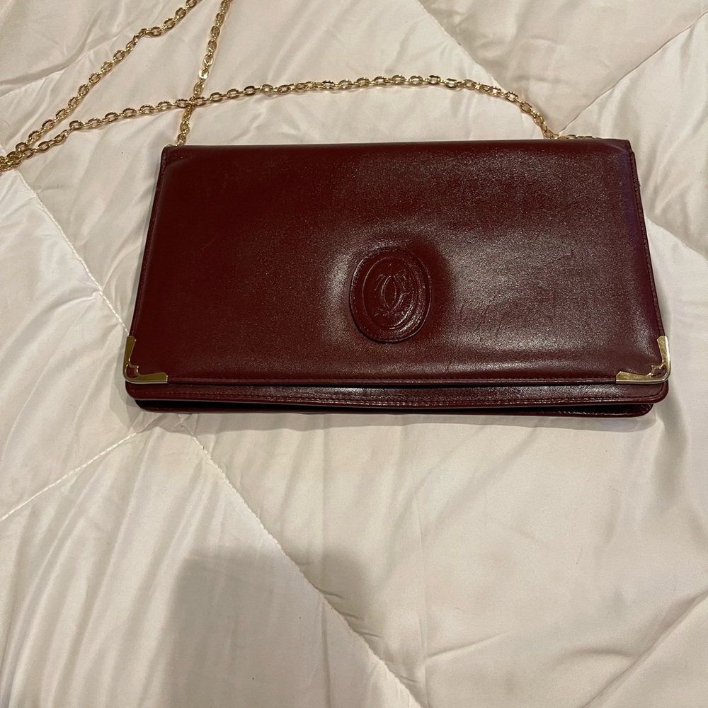 Elegant Cartier Burgundy Clutch with free matching key cles!